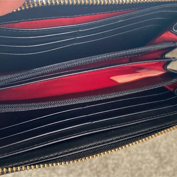 Kate Spade Polk A Dot Black White Full Zip Wallet - Picture 4 of 8